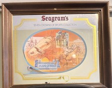 Vintage Seagram’s 7 Crown Man O’ War Horse Racing Advertising Bar Mirror picture