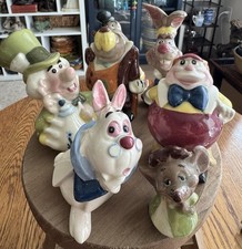 Vintage 1950s Evan K Shaw Disney Alice in Wonderland 6 Figurine Lot AS IS picture