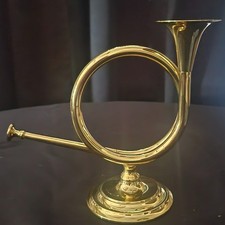 Vintage Mid Century Modern Classic Design Brass French Horn Candlestick Holder picture