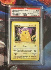 Pokemon TCG Base Set Shadowless Pikachu Yellow Cheeks 58/102 PSA 10 Gem Mint picture