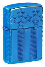 Zippo Stars and Stripes Design Carved Armor Multicut High Polish Blue 46929 picture
