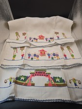 VTG 3 Japanese Linen Stitched Hand Towels Embroidery picture