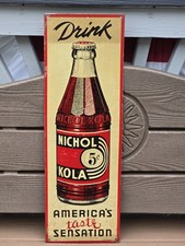 1936 Nichol Kola Tin Sign 5¢ Advertising Drink America's Taste Sensation picture