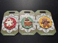 DLR Season's Eatings 2017 Gingerbread Pin Set Of 3 Yeti Hatbox Ghost Mr Toad picture