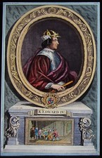 HAND COLOURED Glass Magic Lantern Slide PORTRAIT OF KING EDWARD IV C1890 DRAWING picture