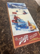 Schlitz Beer Sign with vintage snowmobile scene 12