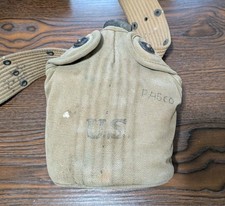 WWII US Army Canteen Set Rig 1941 1942 1943 Named M1936 Pistol Belt M1910 Cover picture