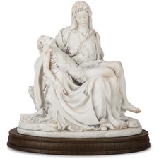 Elegant 10 Inch Pietà Sculpture - Hand-Painted Jesus & Madonna in Marble Finish picture