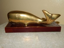 Vintage Solid Brass Whale Figurine 8