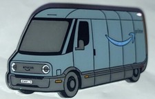 Rare 1st Day Amazon EV VAN Employee Pin - Brand New Glitter SMILE LOGO  picture