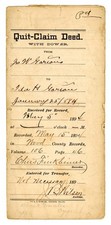 1894 Quit-Claim Deed J.W. Garvin to Ida H. Garvin Wood County, Ohio picture