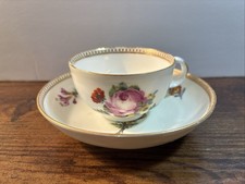 Meissen 1780-90 Antique Marcolini Ruri Painted Flower Cup Saucer picture