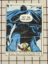 1966 DONRUSS MARVEL SUPER HEROES IRON MAN ROOKIE CARD # 12 Get the Lead Out picture