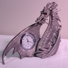Vintage Perth Pewter Dragon Clock 1990 James Lane Casey #DC05 5.5