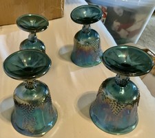 Indiana  Iridescent Blue Set Of 4 Carnival Glass NIB Goblets picture