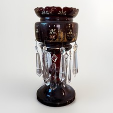 Antique Victorian / Late 19th Century-Early 20th Century Ruby Red Glass Mantle picture
