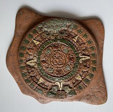 Vintage Aztec Sun Terracotta Mayan Calendar Souvenir of Mexico Wall Decor picture