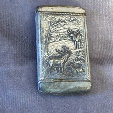 Antique 1904 Elk Metal Match Safe Vesta Case Courtesy Of Meyers Cafe New York picture