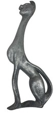 Vtg Art Deco MCM Silver Color Cast Metal Figural Cat Architectural Element picture