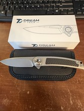 Dream Tech D4288c Titanium & Carbon Fiber Pocket Knife Button Lock Pocket Knife picture