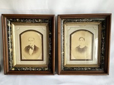 Antique Victorian Framed Portrait Pair – Man & Woman - Signed picture