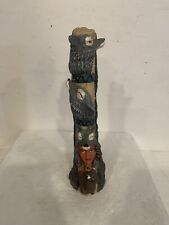 Vntg Wolf Native Indian Style Totem Pole 10” Figurine Heavy Resin RARE See Photo picture