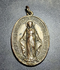 STERLING SILVER 1830 MOTHER MARY Immaculate Sliding Pendant-Vintage Antique  picture
