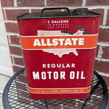 Original Vintage ALLSTATE REGULAR Motor OIL Metal Can 2 TWO GALLON  picture