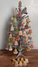 Vintage Beaded Bell Christmas Ornaments Handmade Lot of 42 picture