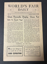 1940 New York World’s Fair Daily – Oct 27 Final Day – Map & Events – 5¢ - RARE picture