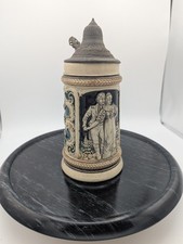 Antique German Lidded Stein .5 L. Couple Themed. Oktoberfest picture