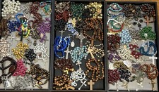 Large Lot of Vintage & Now Rosary Bead And Religious Necklaces picture