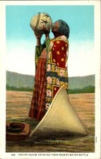 Vintage Postcard Havesupia Indian Squaw Drinking Basket Water Bottle       B-207 picture
