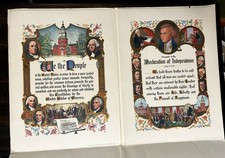 Vintage J.R. Rosen Declaration of Independence, Constitution, Old Glory Prints picture
