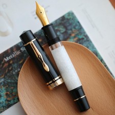 erofa Majohn P139 NO.8 Fine Nib Piston Fountain Pen with Box, Brass Piston Sy... picture