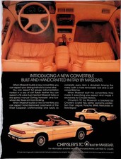 1989 Chrysler TC built by Maserati in Italy Vintage Car Print Ad Mirabella Dec picture