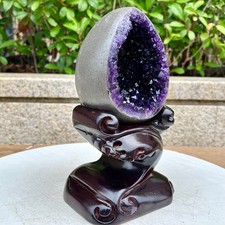 2.86LB High quality Natural Amethyst geode quartz crystal Dinosaur egg healing picture
