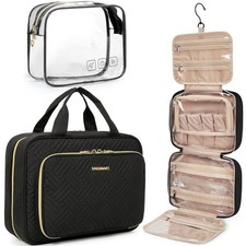 BAGSMART Toiletry Bag Hanging Travel Makeup Organizer with TSA Large, Black  picture