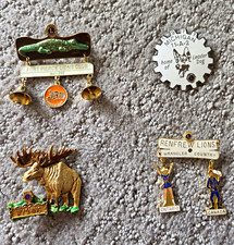 Lot 4 Vintage Lions Club Pins Florida Alligator Bells Michigan Leader Dog Wy picture