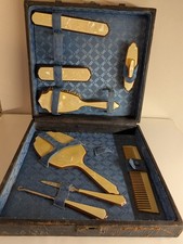 Vtg Art Deco Ladies Travel Vanity & Grooming Set in a case 1920-1930's930's picture