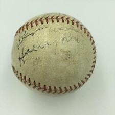 Rare 1934 Dick Powell & Harry Ruby Signed Game Used National League Baseball PSA picture