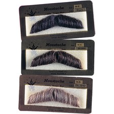 HUMAN HAIR GENT GENTLEMAN MOUSTACHE COSTUME MUSTACHE BARBER OLD WEST GUNSLINGER picture