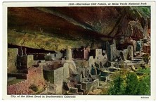 Vintage Cliff Palace Mesa Verde National Park Colorado-CO Sanborn Linen Postcard picture