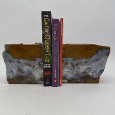 Vintage Pair Polished Large Petrified Wood Bookends 5.5”TX11”W W Felt 9.1 Lbs picture