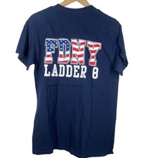 Gildan FDNY Ladder 8 Ghostbusters Tribeca NYC Navy Blue T-Shirt Mens M picture