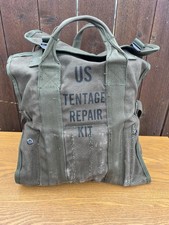 COMPLETE Vintage US Military Tentage Repair Kit Canvas OD Green Bag USA picture