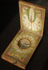 Rare Antique 18th Century Wooden diptych Pocket Sundial Compass Circa 1780 picture