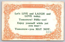 Postcard C 290, Let's Live and Laugh and Love today. picture