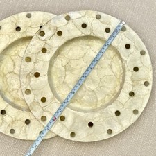 Vintage Pair 13” Capiz Shell Charger Plates Translucent Round Inlays Philippines picture