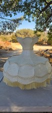 Antique Victorian Parlor Lamp Shade Gold Brocade Floral Fringe Metal Frame picture